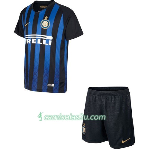 Camisolas de futebol Inter Milan Criança Equipamento Principal 2018/19 Manga Curta Camisolas de futebol Inter Milan Criança Equipamento Principal 2018/19 Manga Curta